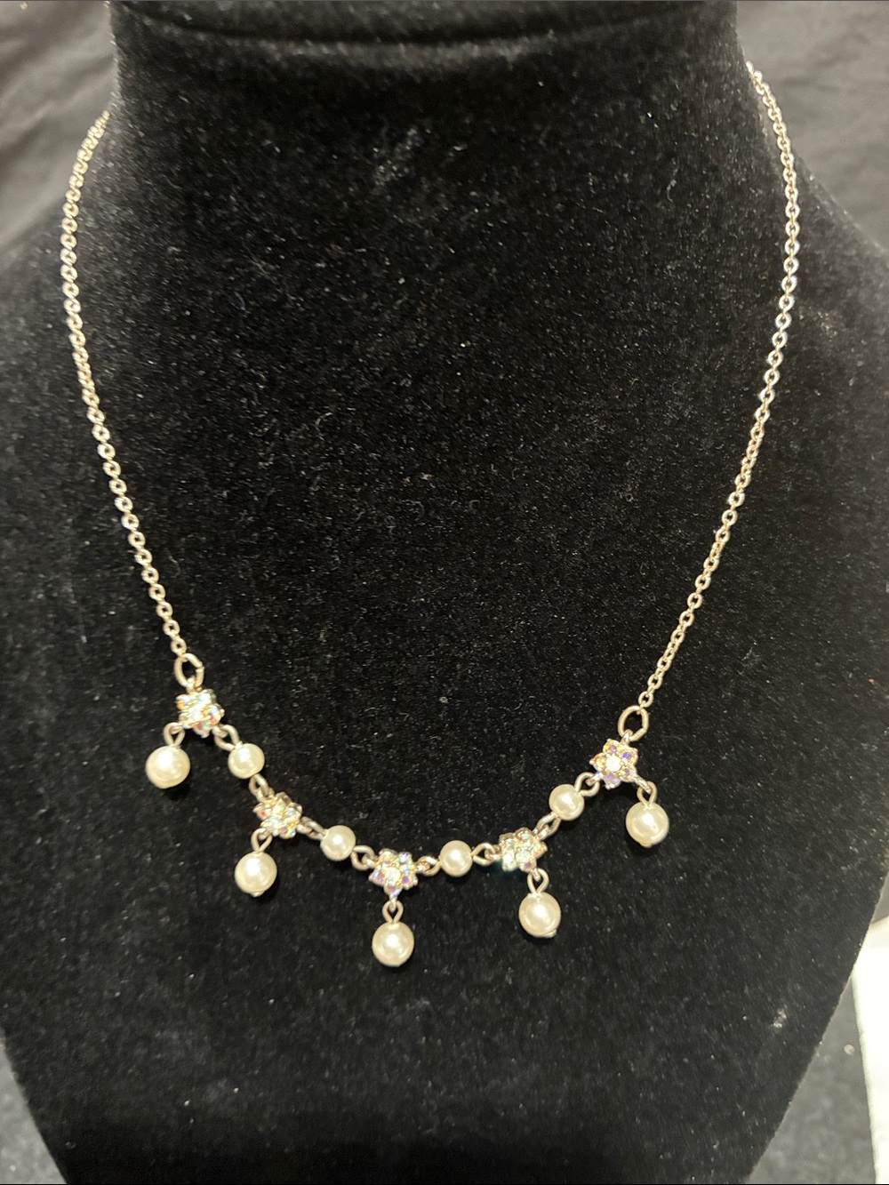 Carolee Gold-Tone Necklace with Pearl Drops and Crystal Accents